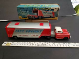 Vintage Tin Toy Fast Freight Semi Friction Japan.  See Photos