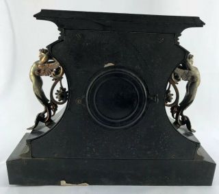 ANTIQUE ANSONIA IRON CASE MANTLE CLOCK WITH WINGED LADIES 5