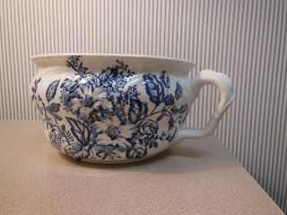 Flo Blue Chamber Pot Planter Made In England 8 5/8 " Diameter; Height 5 1/8 "