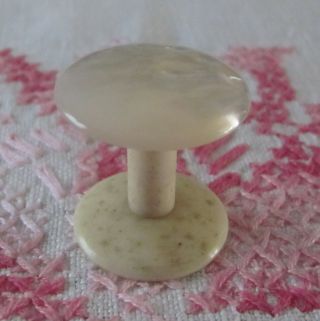 Vintage Antique Mother Of Pearl And Bovine Bone Thread Spool Sewing