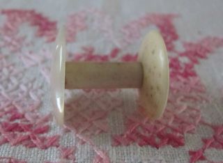 Vintage Antique Mother of Pearl and Bovine Bone Thread Spool Sewing 5