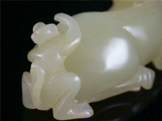 Antique Old Chinese Nephrite Celadon Jade Carved Monkey Horse Statue Toggle 6