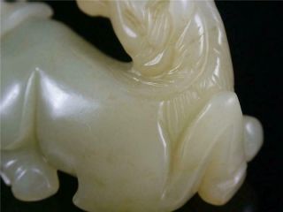 Antique Old Chinese Nephrite Celadon Jade Carved Monkey Horse Statue Toggle 7
