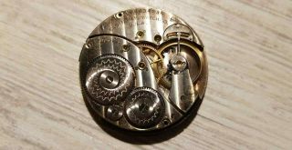 antique pocket watch movement - Elgin 12s,  17 jewels,  3pos,  runs 2