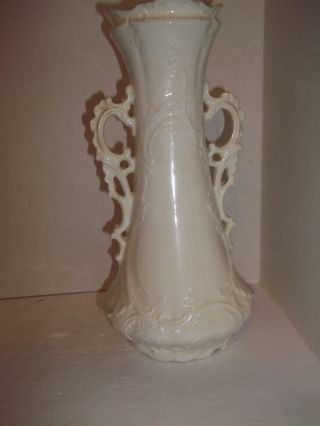 Vintage Porcelain Urn Vase Dbl Handle Victorian Georgia Lady Fencing Pose Rare 5