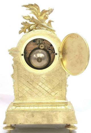 Antique French Mantle Clock Rare Embossed Bronze 8 Day 1880 ' s Bell Striking 9