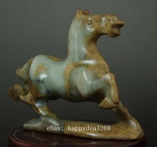 CHINA OLD HAND - MADE JADE ENGRAVING CHINA ZODIAC HORSE SCULPTURE STATUE 04 6