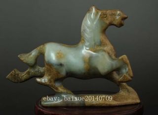 CHINA OLD HAND - MADE JADE ENGRAVING CHINA ZODIAC HORSE SCULPTURE STATUE 04 3