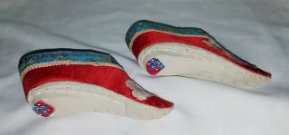 Antique Chinese Silk Embroidered Lady ' s Lotus Slippers Shoes For Bound Feet 4
