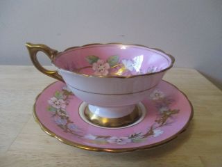 Vintage Royal Stafford GARLAND PINK Tea Cup and Saucer Made in England 2