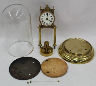 400 Day Torsion Glass Dome Vintage Antique Anniversary Clock W/disc Pendulum