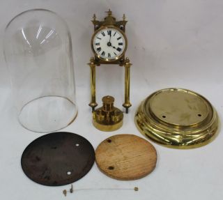 400 Day Torsion Glass Dome Vintage Antique Anniversary Clock w/Disc Pendulum 2