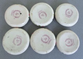 Set 6 Antique HP Porcelain Open Salts PINK ROSES,  Blue FMNs GOLD Trim CAC Lenox 6