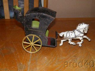 Early Cast Iron Horse Drawn Tin Coach Ca 1870 