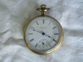 Antique Gold Filled Large Elgin Open Face Pocket Watch