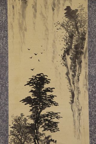 JAPANESE HANGING SCROLL ART Painting Sansui Landscape Asian antique E8109 4