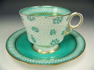Vintage Turquoise Staffordshire Footed Tea Cup & Saucer Teacup
