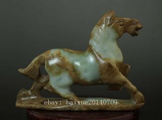 CHINA OLD HAND - MADE JADE ENGRAVING CHINA ZODIAC HORSE SCULPTURE STATUE 03 3