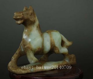 CHINA OLD HAND - MADE JADE ENGRAVING CHINA ZODIAC HORSE SCULPTURE STATUE 03 5