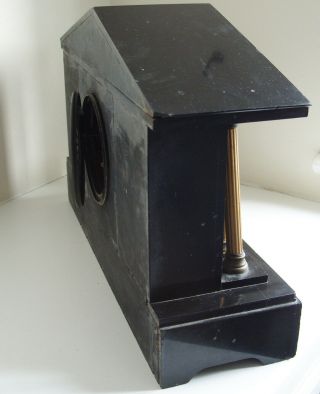 Antique Black slate/marble MANTEL CLOCK with MEDAILLE DE BRONZE movement 8