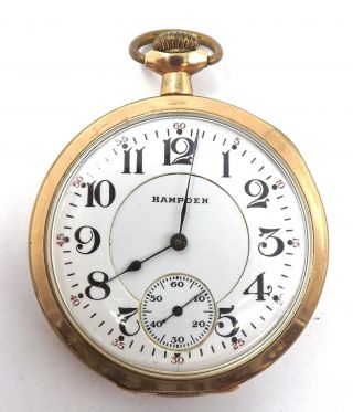 Running Hampden Grade Wm.  Mckinley Model 5 16s 17j Gold Plated Pocket Watch L8
