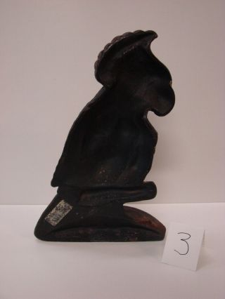 Antique Hubley Cast Iron Cockatoo on a Perch Door Stop 3