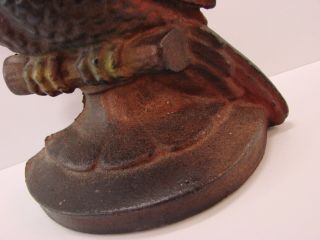 Antique Hubley Cast Iron Cockatoo on a Perch Door Stop 7