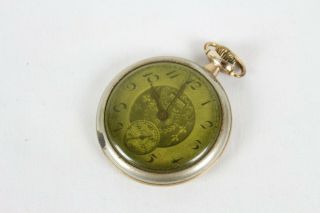 Vintage Elgin Pocket Watch Gold Tone Dial Ornate Second Hand Rare Antique
