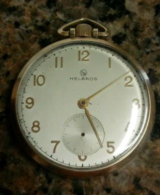 Vintage Helbros 17 Jewel Pocket Watch With 10k Rgp Case Runs