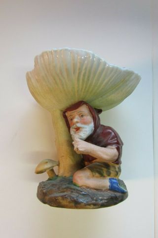 Porcelain Gnome Or Dwarf Under A Mushroom From Dr Wood Christmas 1869 Number 89