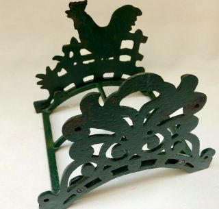 VINTAGE FRENCH DECORATIVE CAST IRON HOSE PIPE REEL WITH A COUNTRY SCENE CHICKEN 7