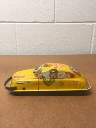 Vintage Tin Yellow Cab Marx Friction Toy Bumper Car Wacky Taxi Company
