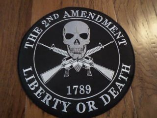 2nd Amendment Liberty Or Death Oversize Embroidered Back Patch 12x12 Inches