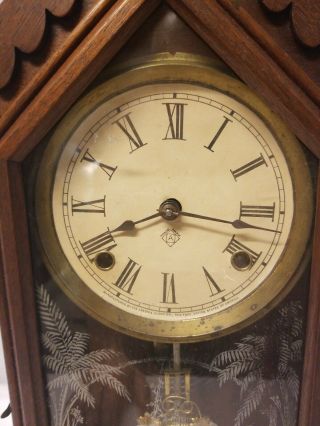 Antique Walnut Victorian ANSONIA Shelf Clock With Key. 3