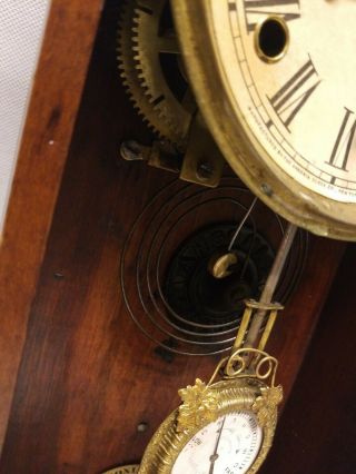 Antique Walnut Victorian ANSONIA Shelf Clock With Key. 4
