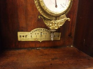 Antique Walnut Victorian ANSONIA Shelf Clock With Key. 6