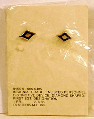 Usaf Us Air Force First Sergeant Diamond Insignia Metal Pair Rare & Obsolete