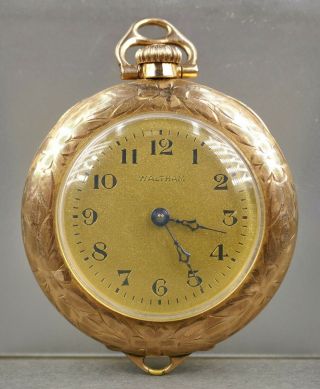 Antique Art Nouveau 1912 Waltham Gold Filled 15 Jewels Pocket Wristwatch Watch