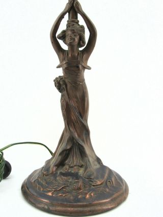 Antique Art Deco Spelter Figural Lady Lamp