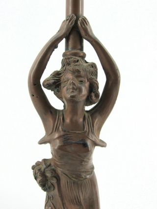 Antique Art Deco Spelter Figural Lady Lamp 2