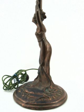 Antique Art Deco Spelter Figural Lady Lamp 3
