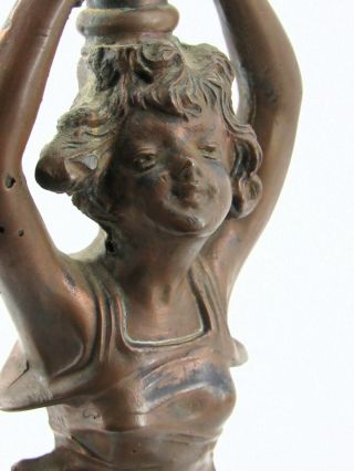 Antique Art Deco Spelter Figural Lady Lamp 4