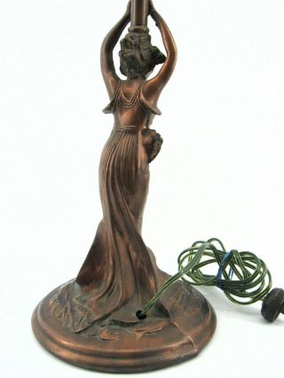 Antique Art Deco Spelter Figural Lady Lamp 5