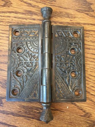 Antique Eastlake Steeple Top Door Hinge Cast Iron With Bronze Wash 4.  5 " X4.  5 "