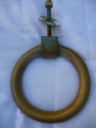 Vintage Large Brass Ring Door Knocker,  Strike Plate Architectural Hardware Old 2