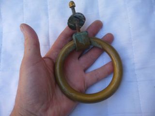 Vintage Large Brass Ring Door Knocker,  Strike Plate Architectural Hardware Old 5