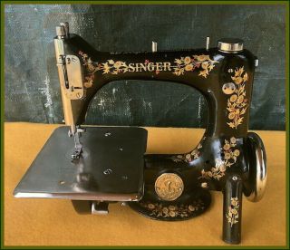 Antique Singer Model 24 Red Berry - Chain Stitch Small Sewing Machine