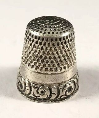 Antique Vintage Sterling Silver 925 Size 8 Thimble Victorian Sewing Collectible