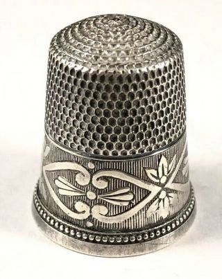 Antique Vintage Sterling Silver 925 Sz12 Thimble Victorian Sewing Collectible
