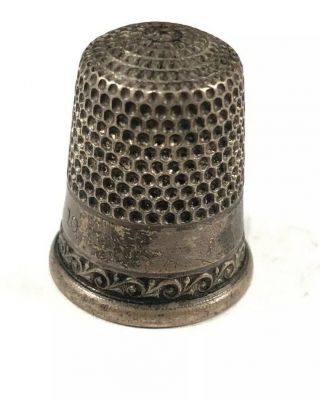 Antique Vintage Sterling Silver 925 Sz10 Thimble Victorian Sewing Collectible